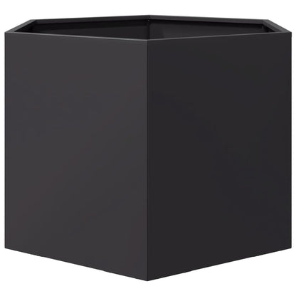 Plantenbak zeshoek 69x60x45 cm staal zwart