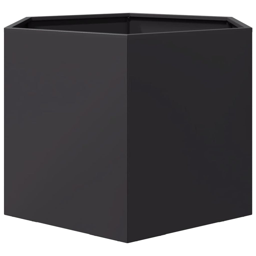 Plantenbak zeshoek 69x60x45 cm staal zwart