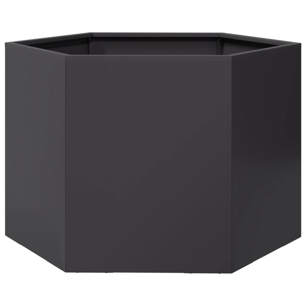 Plantenbak zeshoek 69x60x45 cm staal zwart
