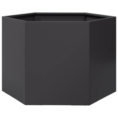 Plantenbak zeshoek 69x60x45 cm staal zwart