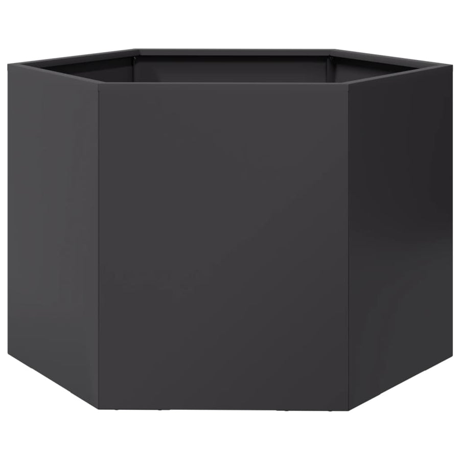 Plantenbak zeshoek 69x60x45 cm staal zwart