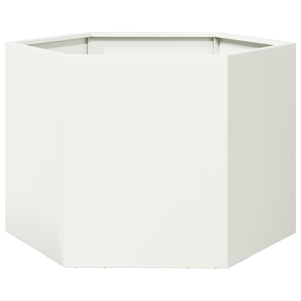 Plantenbak zeshoek 69x60x45 cm staal wit