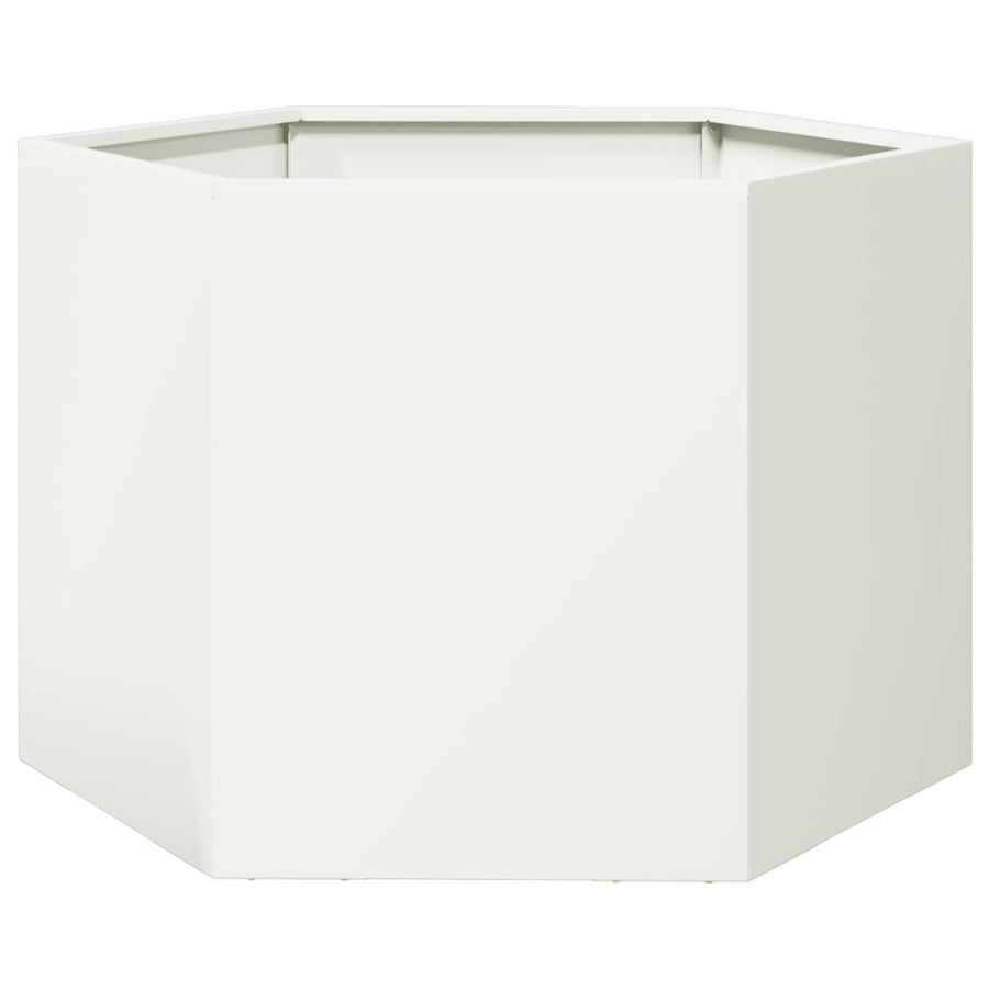 Plantenbak zeshoek 69x60x45 cm staal wit