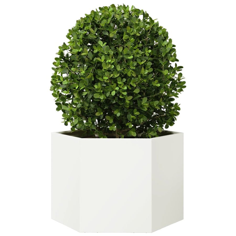 Plantenbak zeshoek 69x60x45 cm staal wit