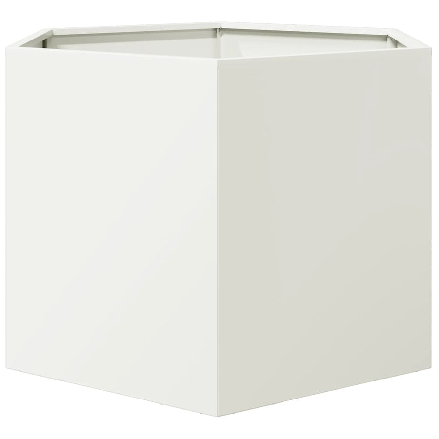 Plantenbak zeshoek 69x60x45 cm staal wit