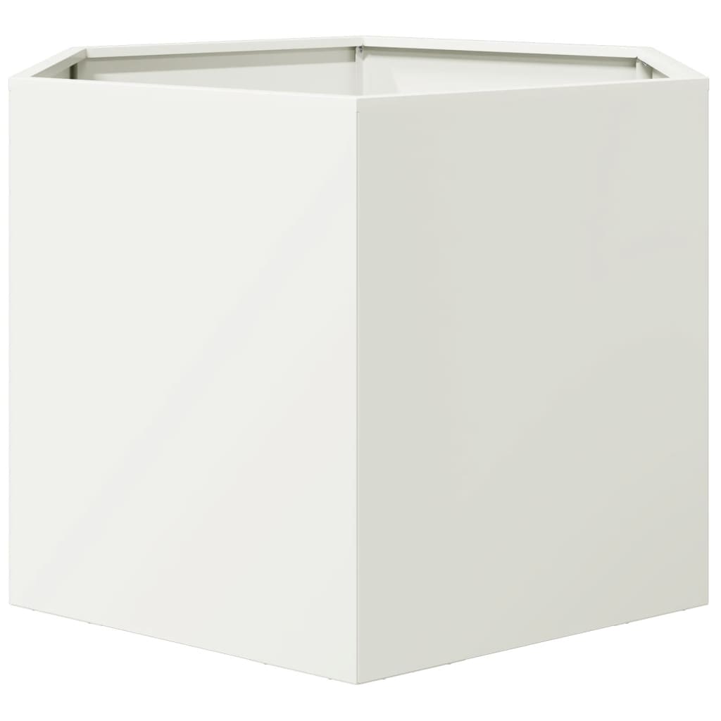 Plantenbak zeshoek 69x60x45 cm staal wit
