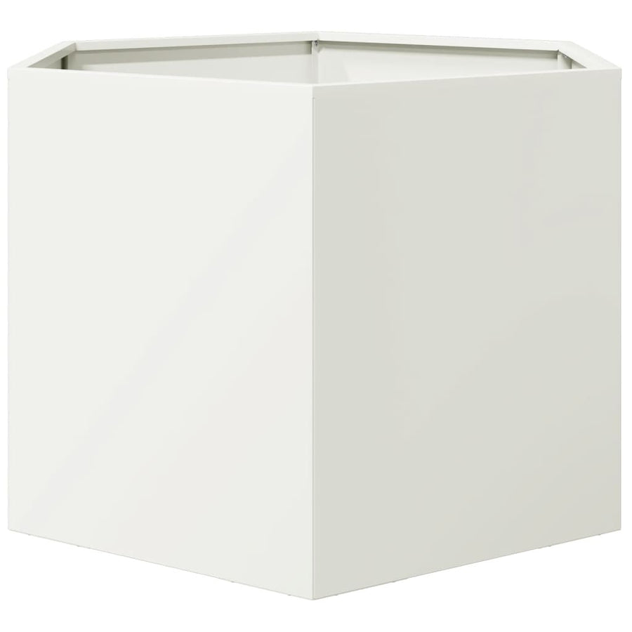 Plantenbak zeshoek 69x60x45 cm staal wit