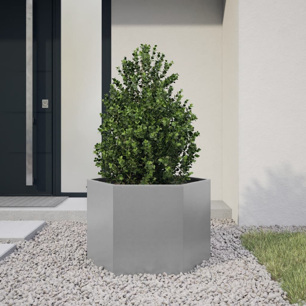 Plantenbak zeshoek 69x60x45 cm gegalvaniseerd staal
