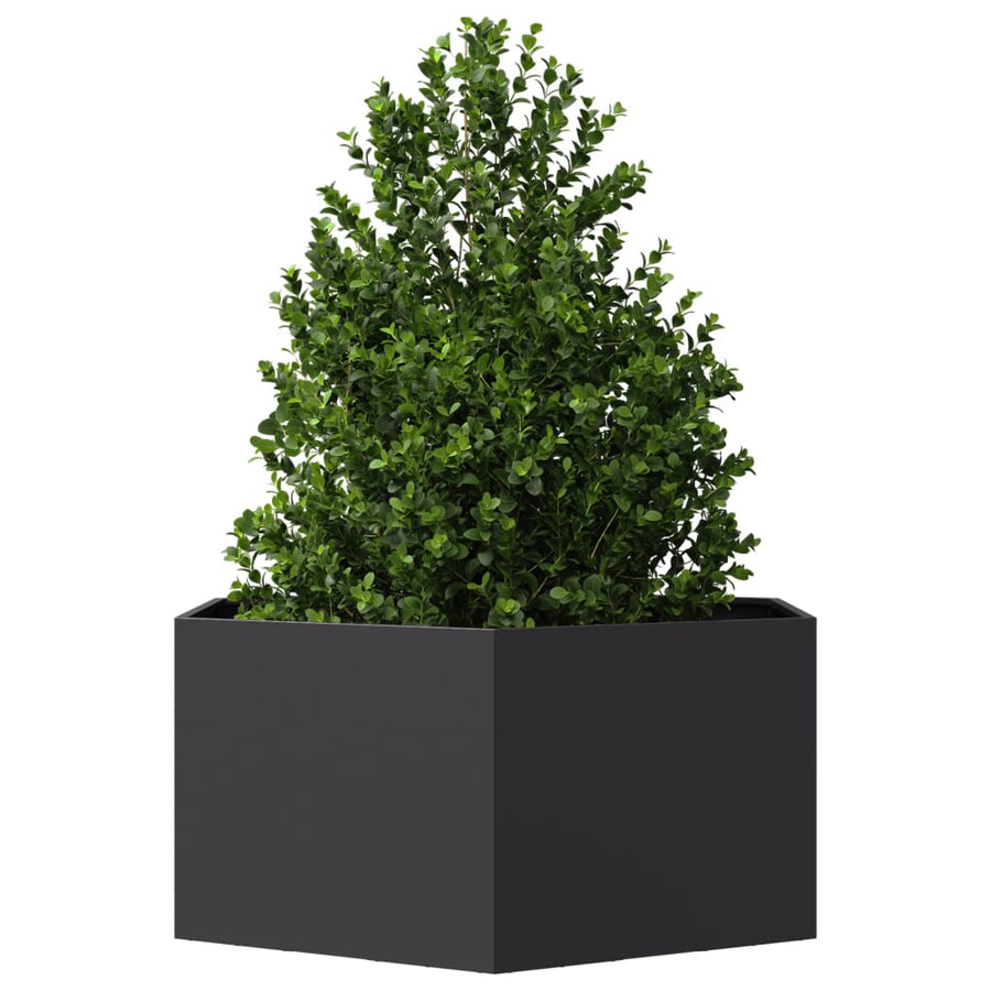 Plantenbak zeshoek 104x90x45 cm staal zwart