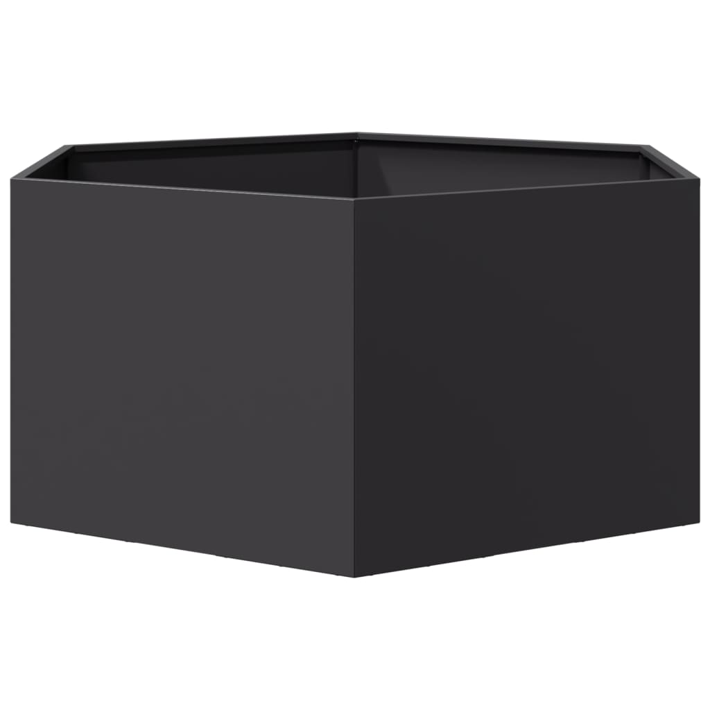 Plantenbak zeshoek 104x90x45 cm staal zwart