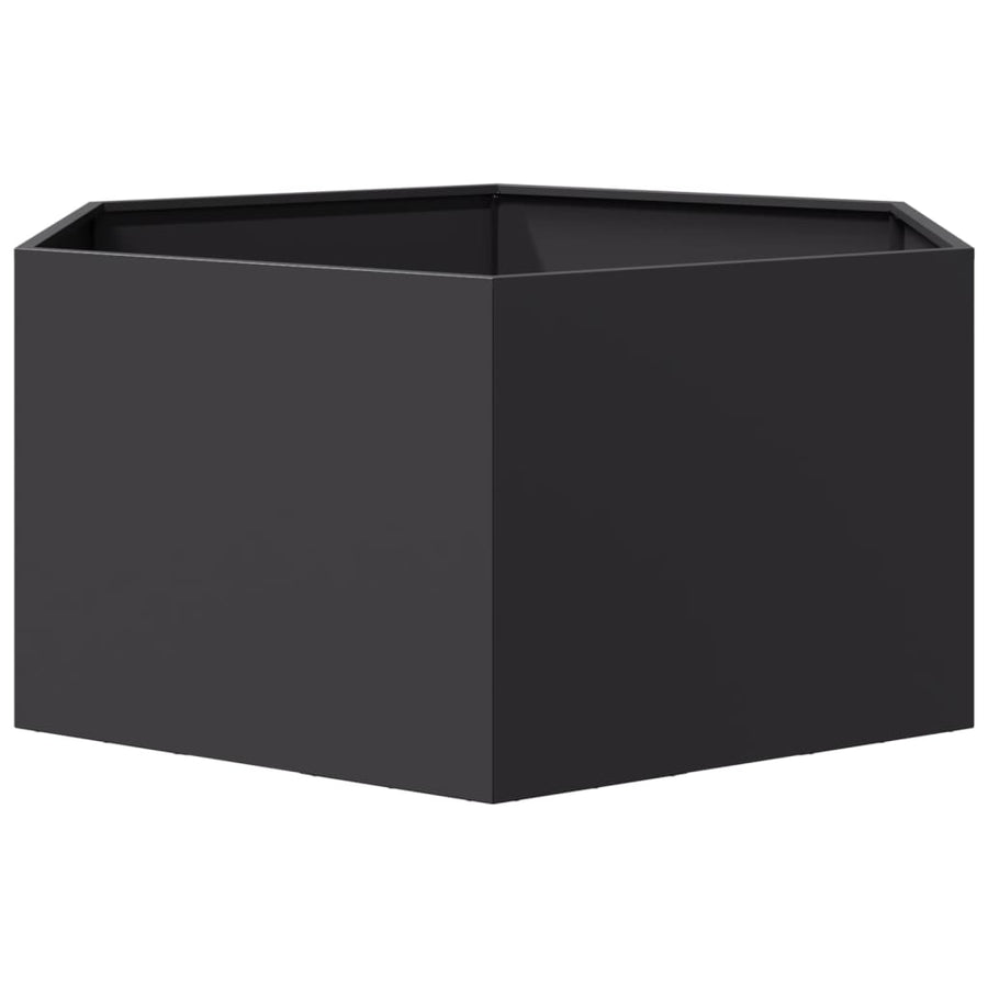 Plantenbak zeshoek 104x90x45 cm staal zwart