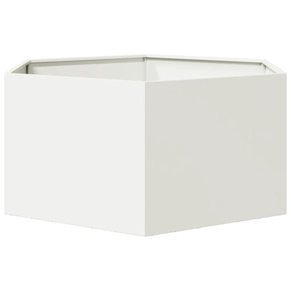 Plantenbak zeshoek 104x90x45 cm staal wit