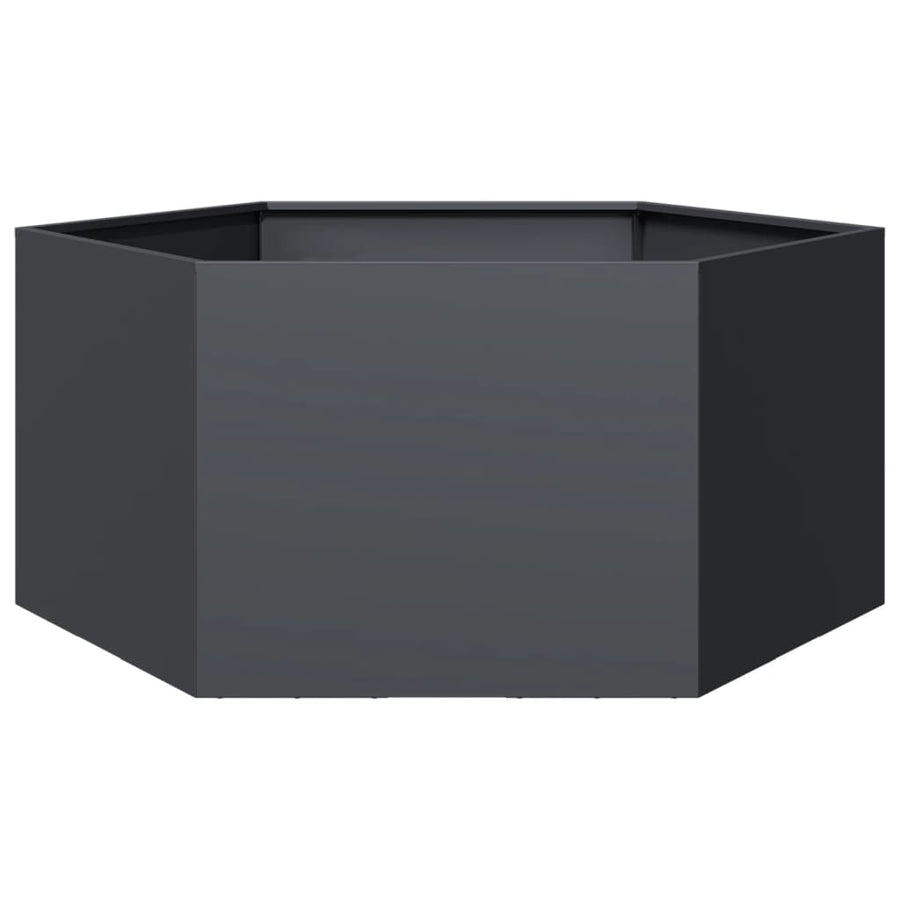 Plantenbak zeshoek 104x90x45 cm staal antracietkleurig