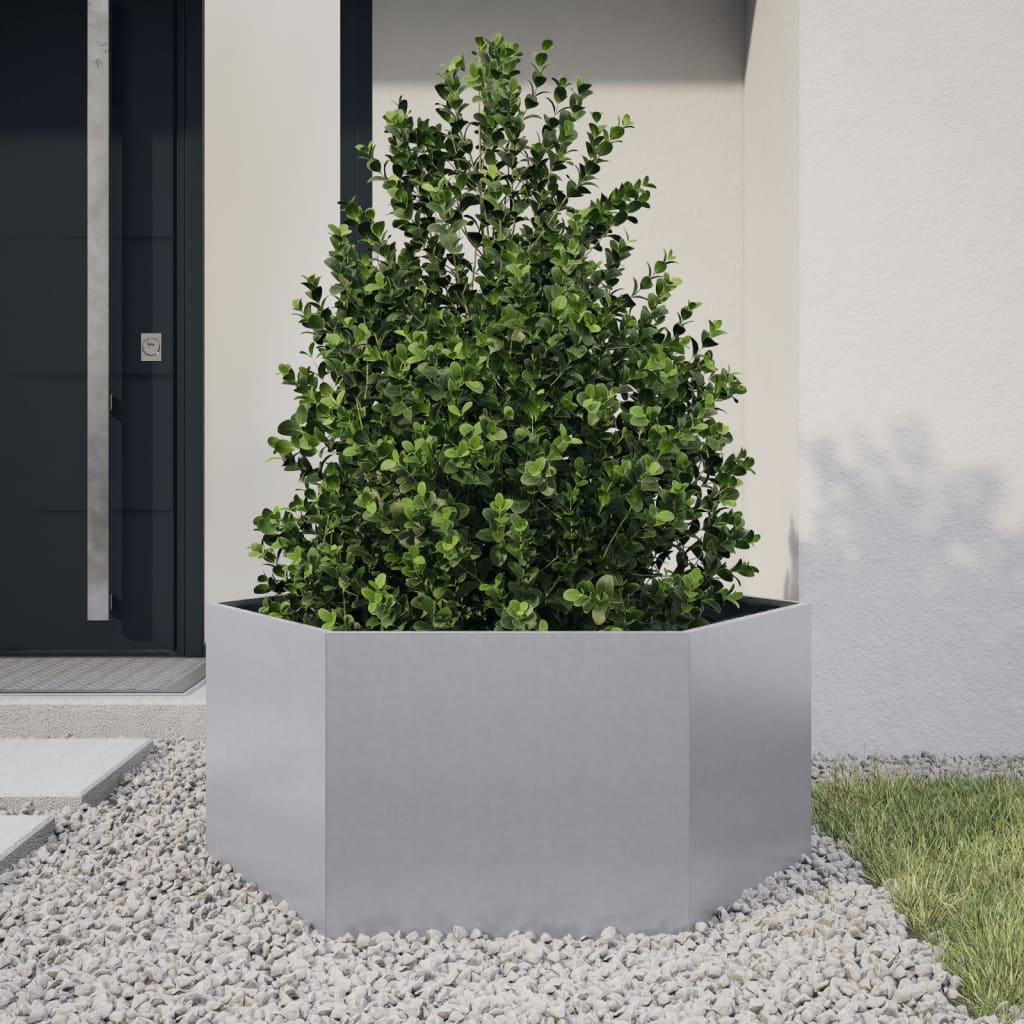 Plantenbak zeshoek 104x90x45 cm gegalvaniseerd staal