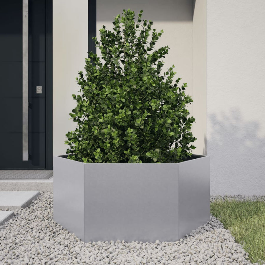 Plantenbak zeshoek 104x90x45 cm gegalvaniseerd staal