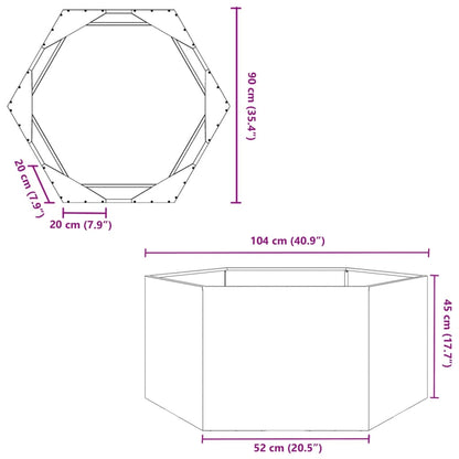 Plantenbak zeshoek 104x90x45 cm gegalvaniseerd staal
