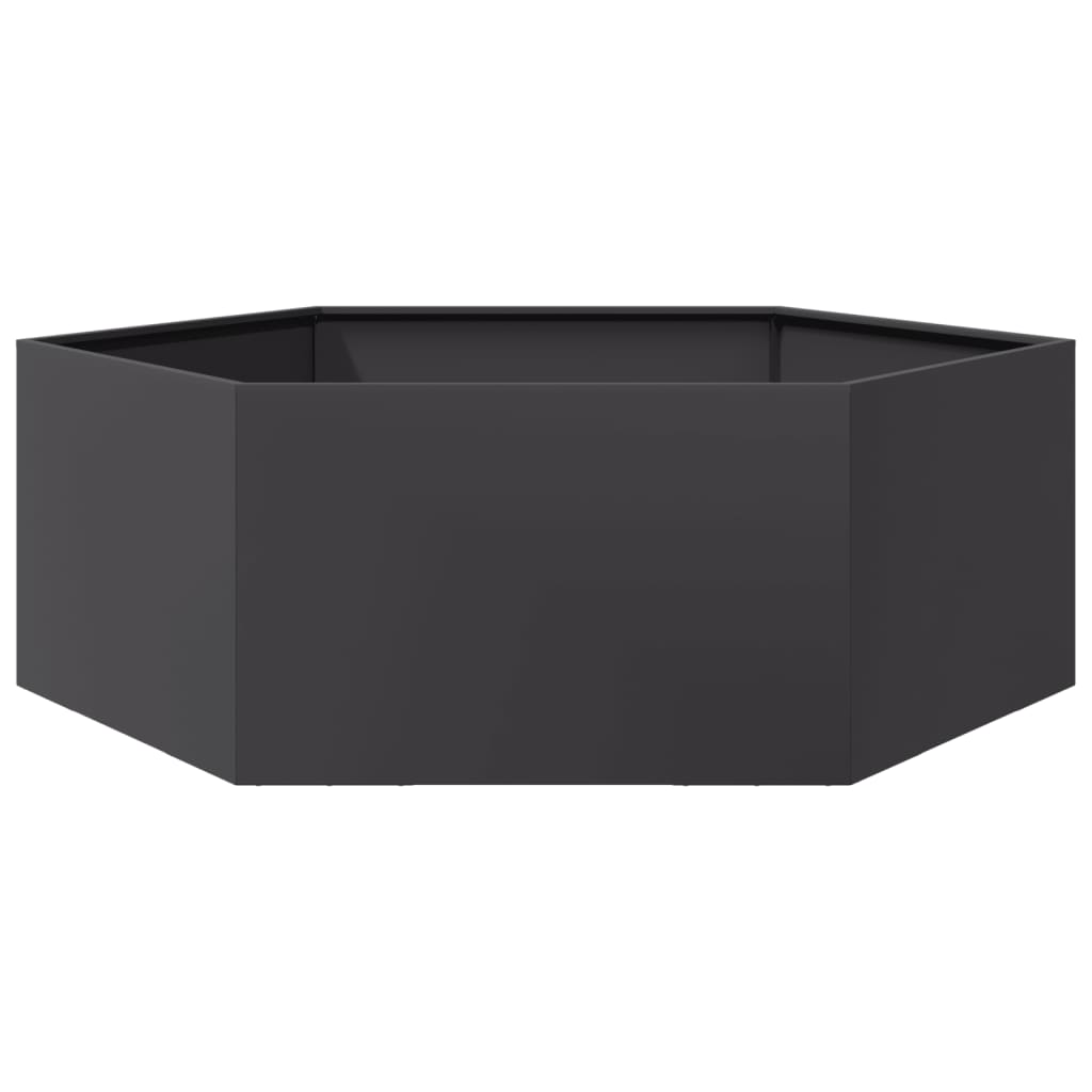 Plantenbak zeshoek 138x120x45 cm staal zwart