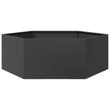 Plantenbak zeshoek 138x120x45 cm staal zwart