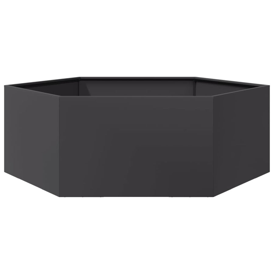 Plantenbak zeshoek 138x120x45 cm staal zwart