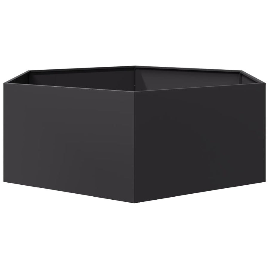 Plantenbak zeshoek 138x120x45 cm staal zwart