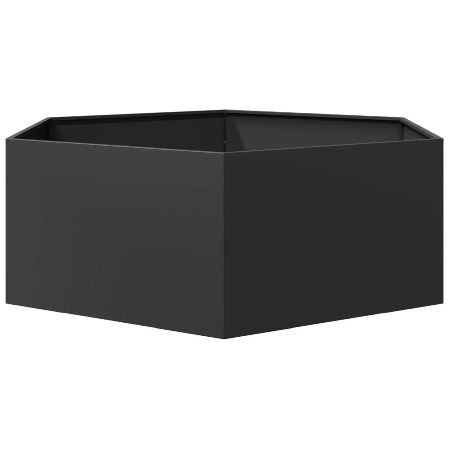 Plantenbak zeshoek 138x120x45 cm staal zwart
