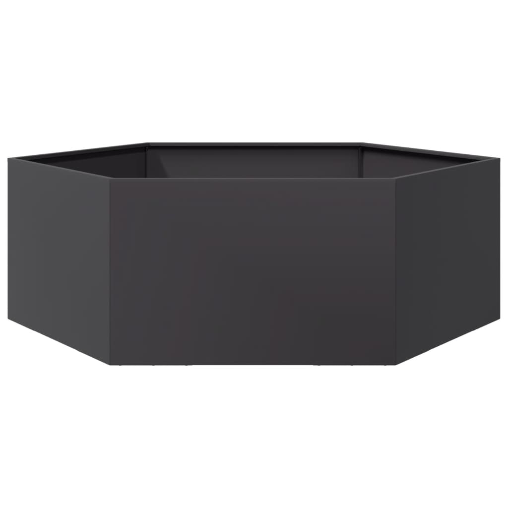 Plantenbak zeshoek 138x120x45 cm staal zwart