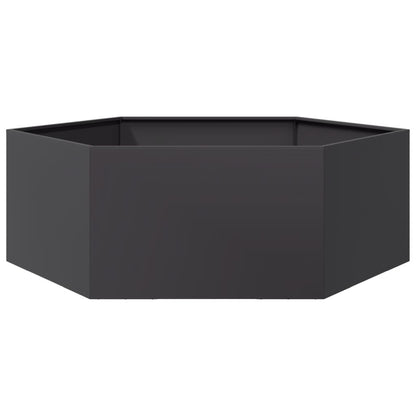 Plantenbak zeshoek 138x120x45 cm staal zwart