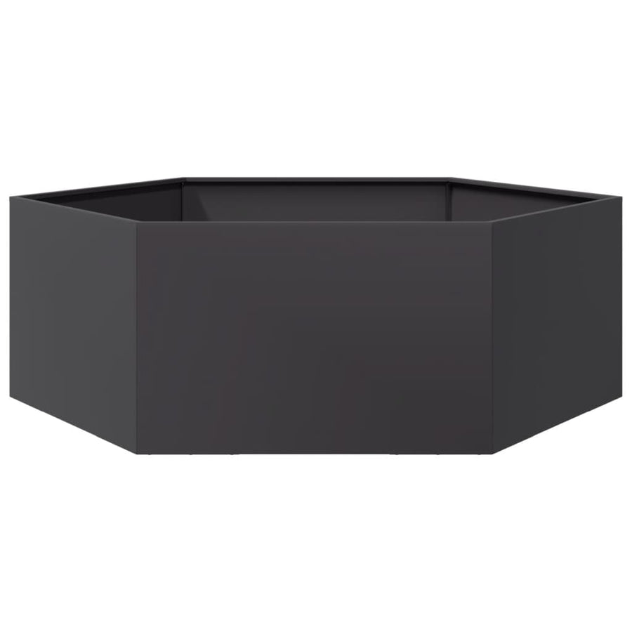 Plantenbak zeshoek 138x120x45 cm staal zwart