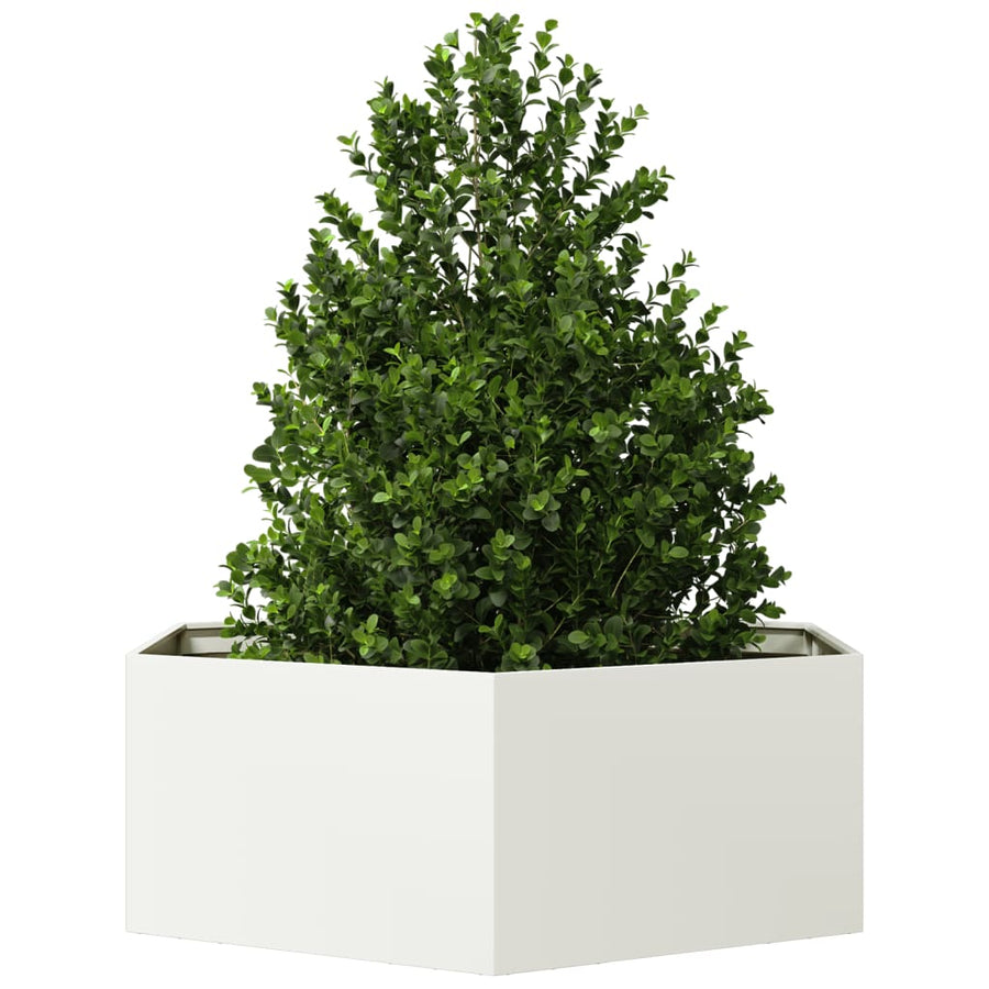Plantenbak zeshoek 138x120x45 cm staal wit