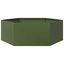 Plantenbak zeshoek 138x120x45 cm staal olijfgroen
