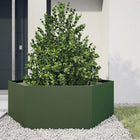 Planter hexagonal 138x120x45 cm steel olive green