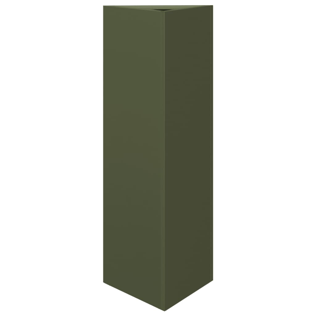 Plantenbak driehoek 30x26x75 cm staal olijfgroen
