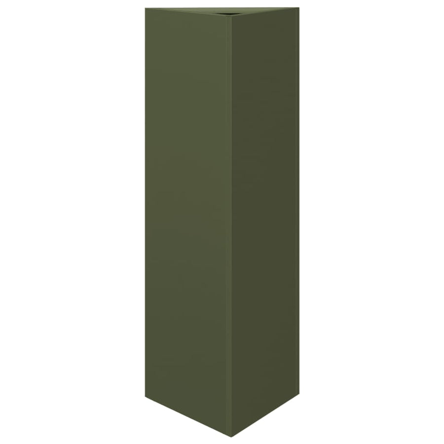 Plantenbak driehoek 30x26x75 cm staal olijfgroen