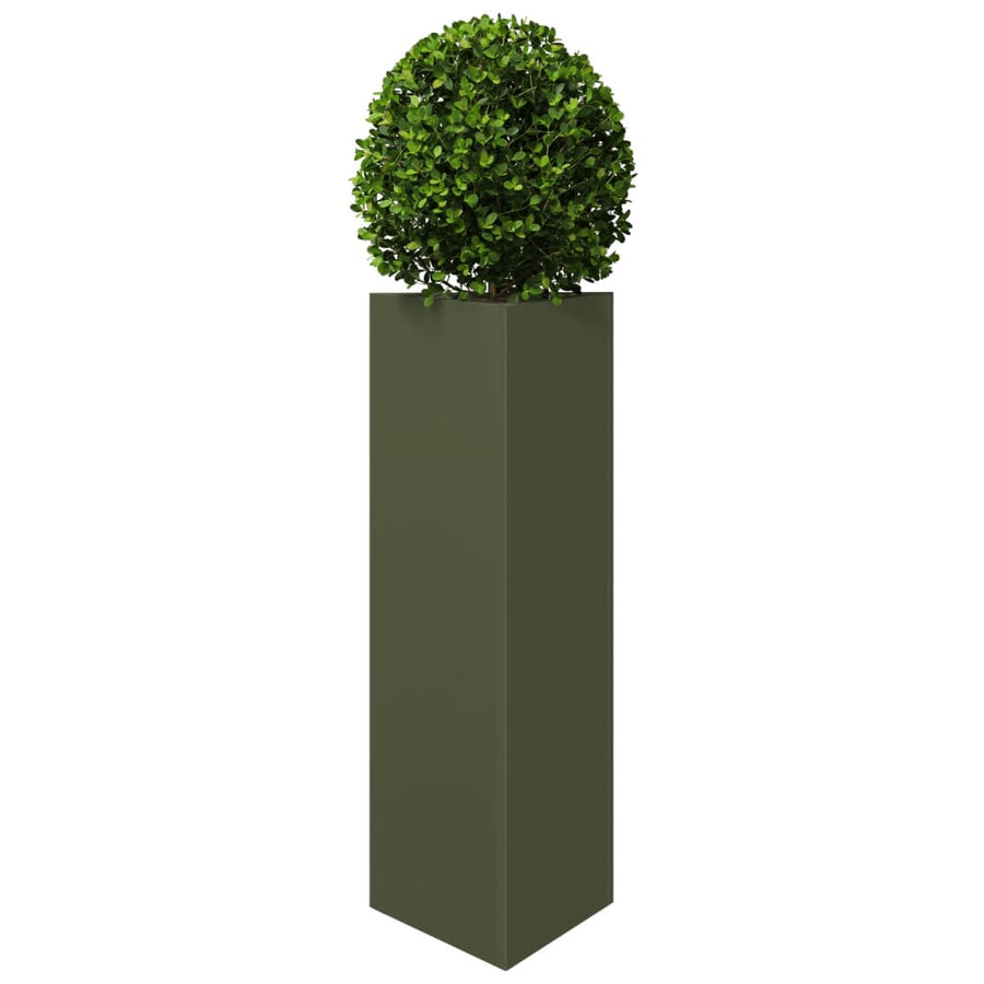 Plantenbak driehoek 30x26x75 cm staal olijfgroen