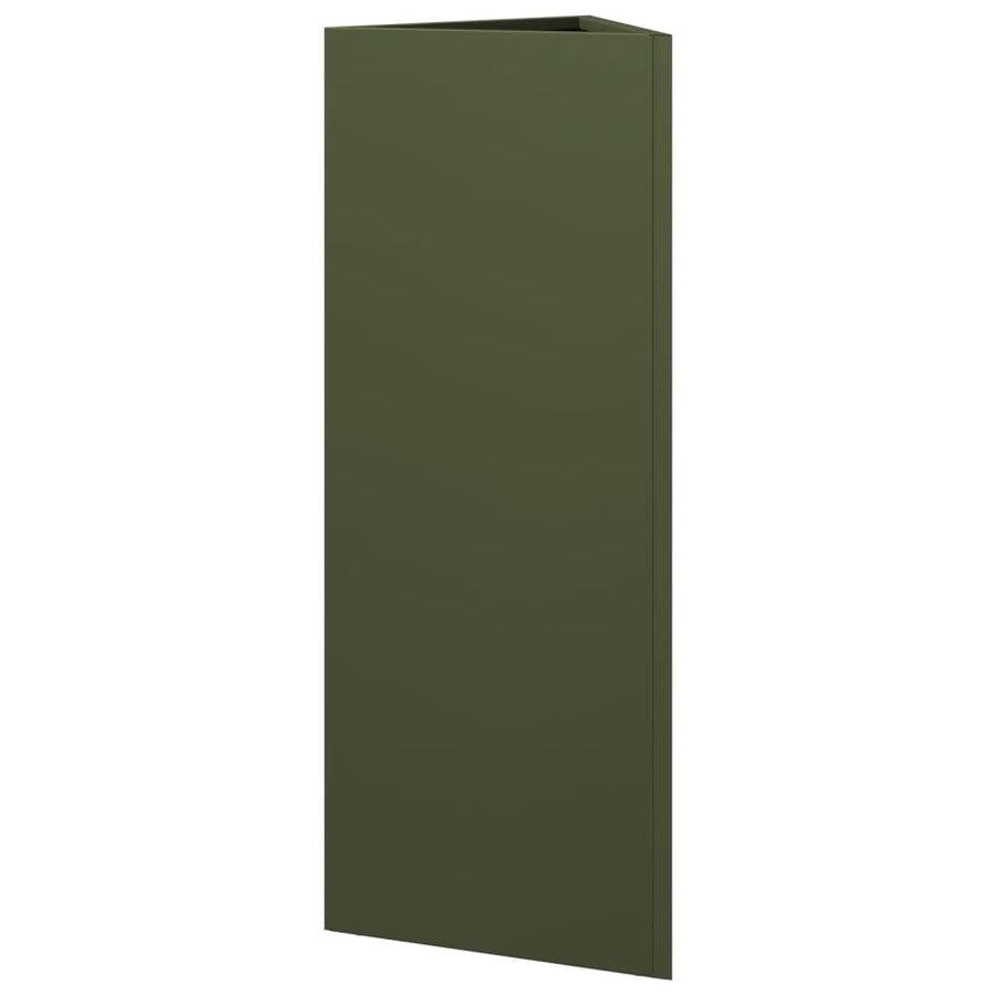Plantenbak driehoek 30x26x75 cm staal olijfgroen