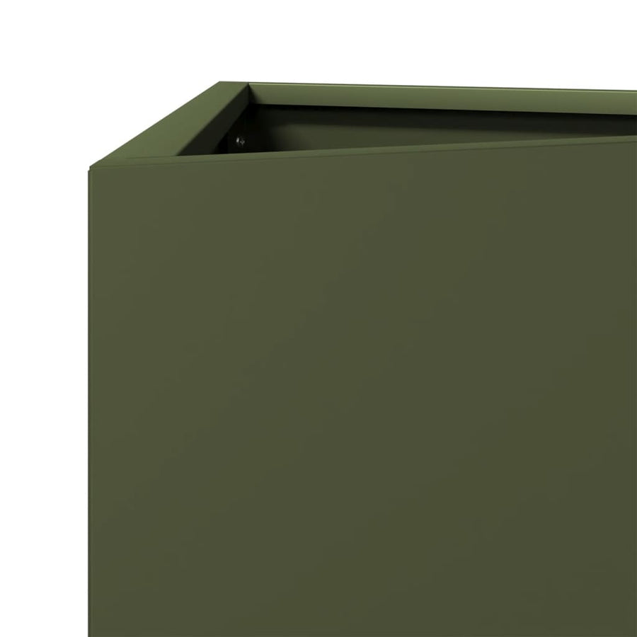 Plantenbak driehoek 30x26x75 cm staal olijfgroen