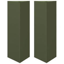 Plantenbakken 2 st driehoek 30x26x75 cm staal olijfgroen