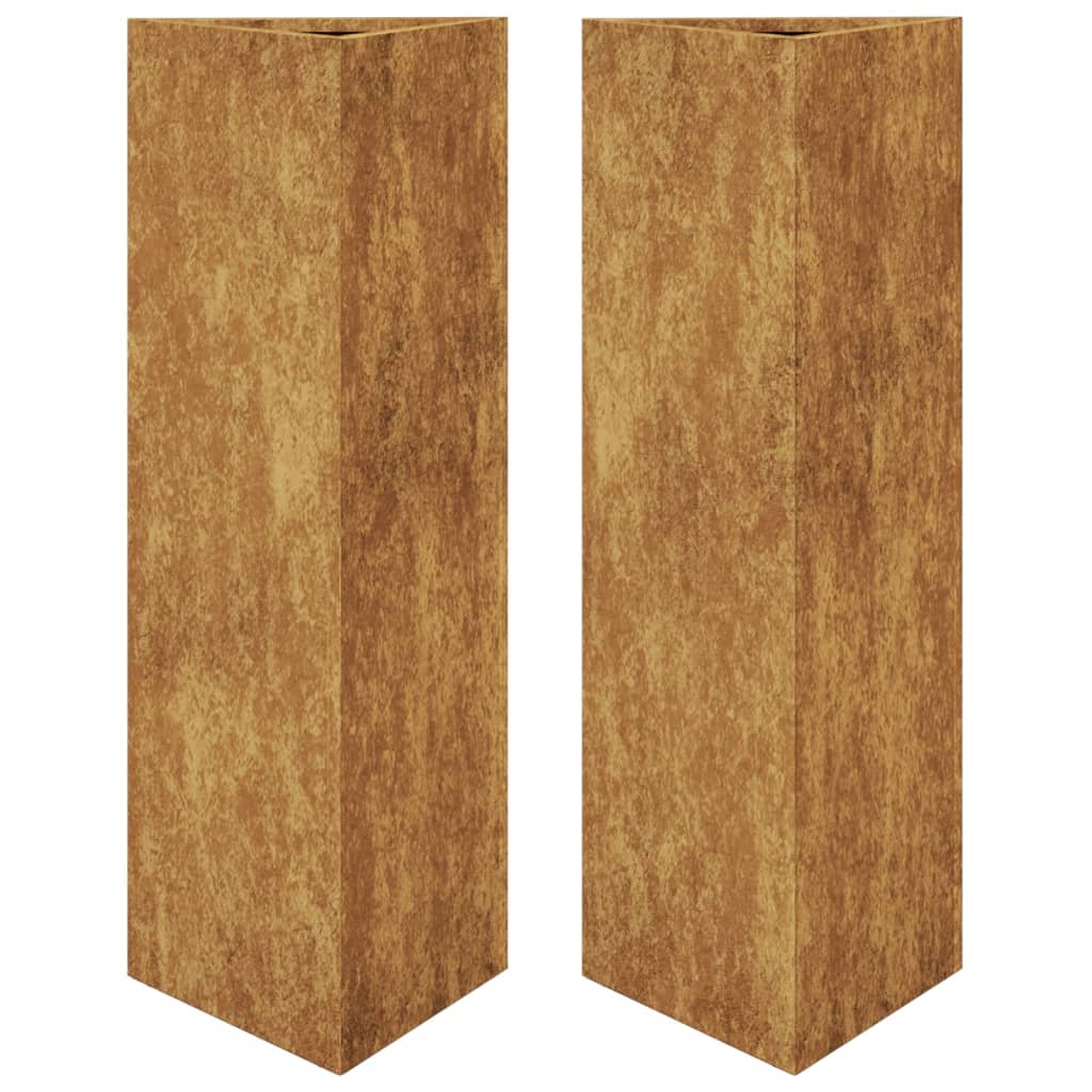 Plantenbakken 2 St Driehoekig 30X26X75 Cm Weervast Staal