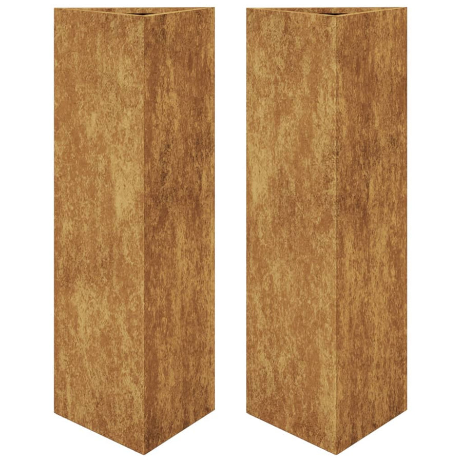 Plantenbakken 2 St Driehoekig 30X26X75 Cm Weervast Staal