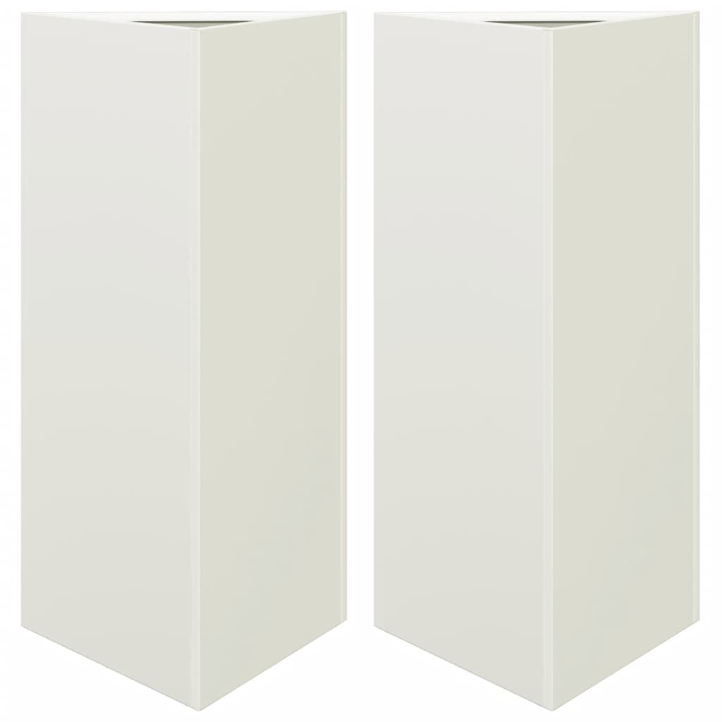 Plantenbakken 2 st driehoek 40x34,5x70 cm staal wit