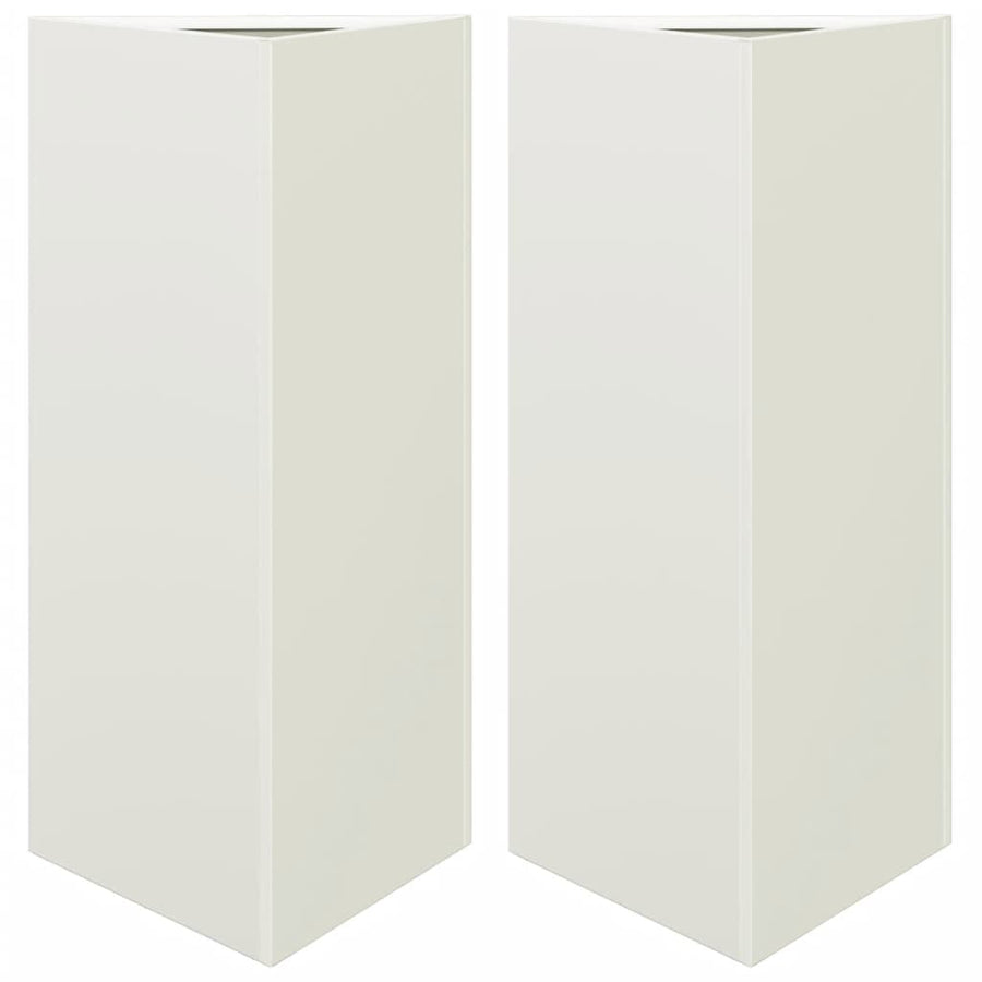 Plantenbakken 2 st driehoek 40x34,5x70 cm staal wit