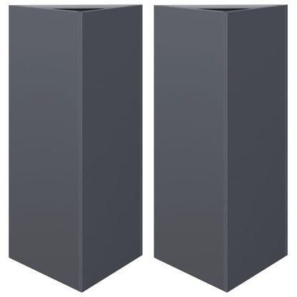 Plantenbakken 2 st driehoek 40x34,5x70 cm staal antracietkleur