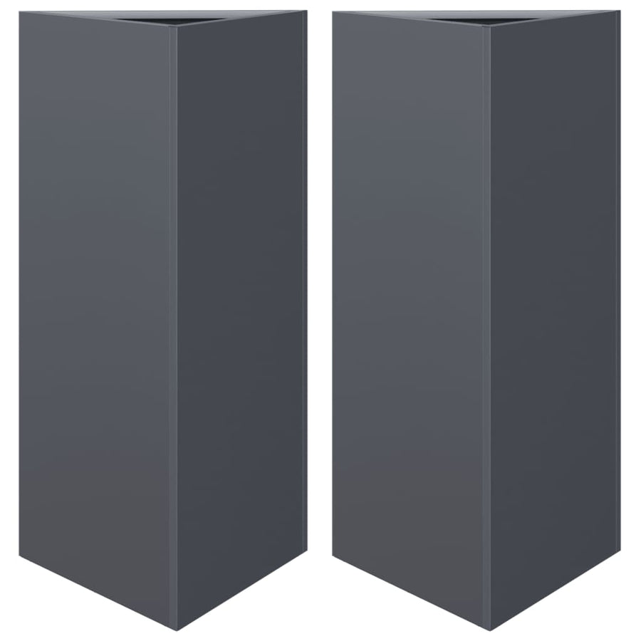 Plantenbakken 2 st driehoek 40x34,5x70 cm staal antracietkleur