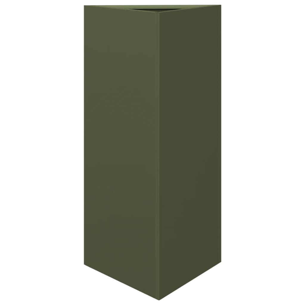 Plantenbak driehoek 40x34,5x70 cm staal olijfgroen