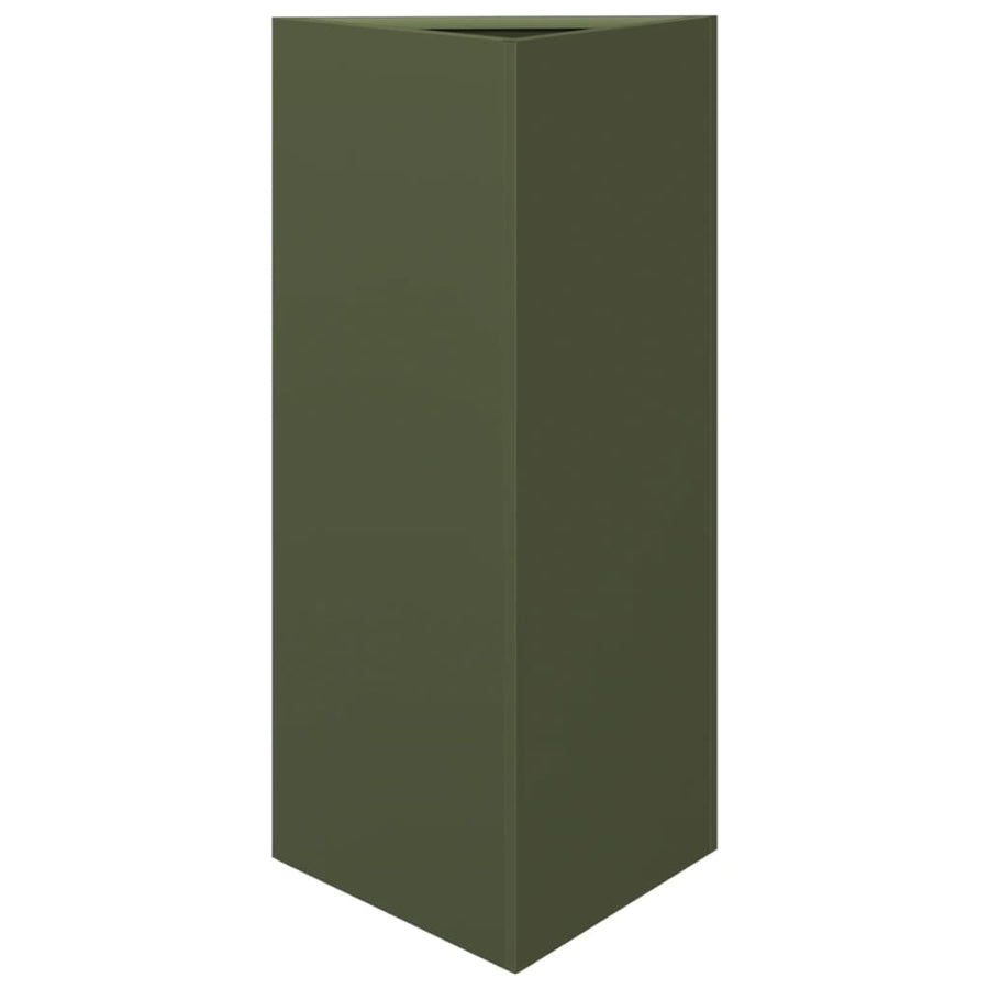Plantenbak driehoek 40x34,5x70 cm staal olijfgroen