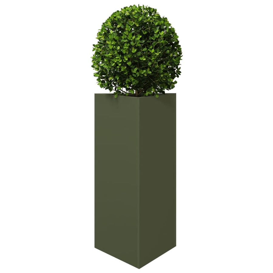 Plantenbak driehoek 40x34,5x70 cm staal olijfgroen
