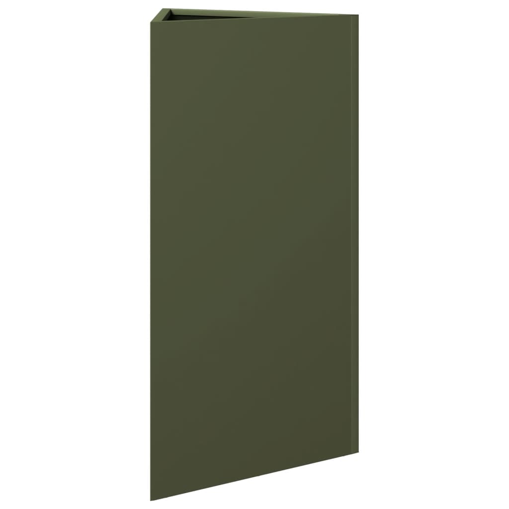Plantenbak driehoek 40x34,5x70 cm staal olijfgroen