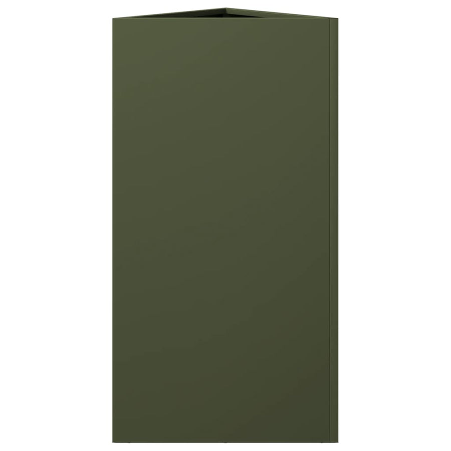 Plantenbak driehoek 40x34,5x70 cm staal olijfgroen