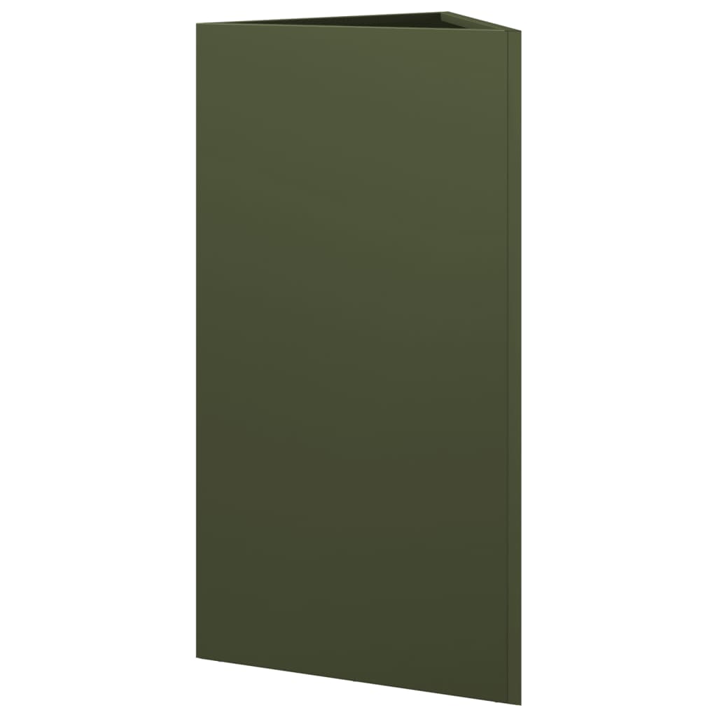 Plantenbak driehoek 40x34,5x70 cm staal olijfgroen