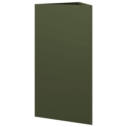 Plantenbak driehoek 40x34,5x70 cm staal olijfgroen